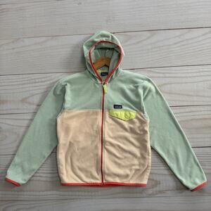 Patagonia Kids Girls Size L 12 Micro D Snap-T Fleece Full Zip Hoodie Jacket